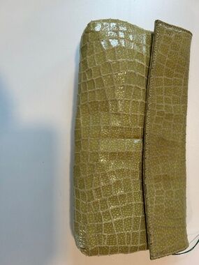 Green Croc clutch purse